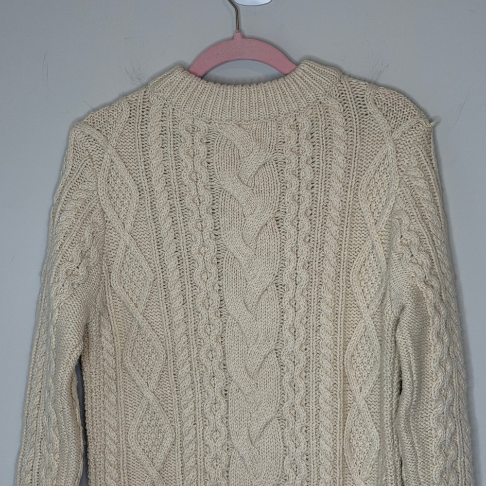 Ralph Lauren Double RL Cable Knit Wool Silk Sweater Dress Cream Mock Neck Medium - Picture 13 of 16